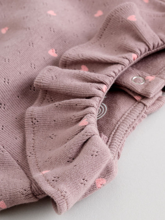 Pink/ Cream/ Brown Ditsy Baby Long Sleeve Frill Bodysuits 4 Pack (0mths-2yrs) image 3