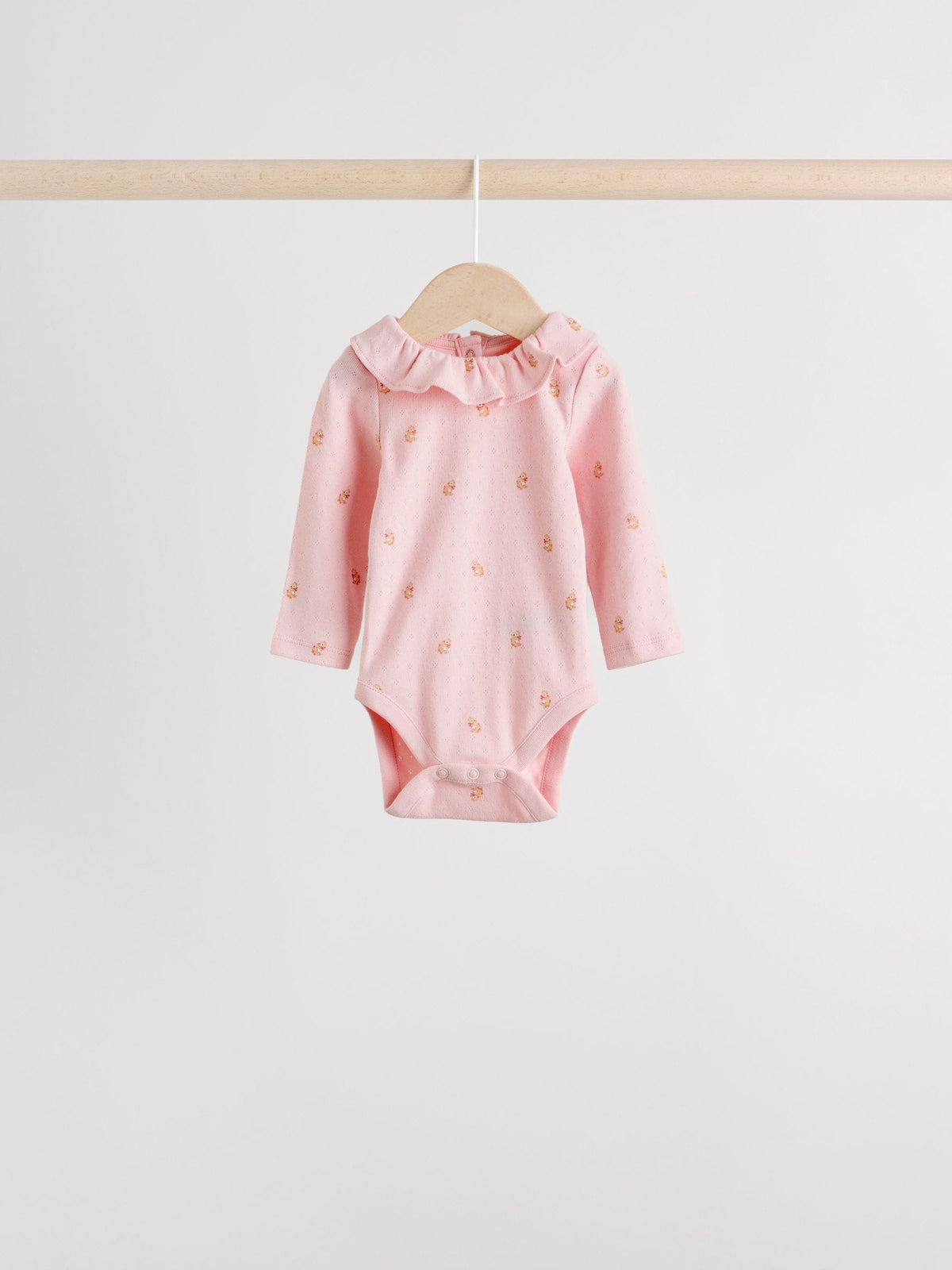 Dsiney Kidz - Pink/ Cream/ Brown Ditsy Baby Long Sleeve Frill Bodysuits 4 Pack (0mths-2yrs) image 2