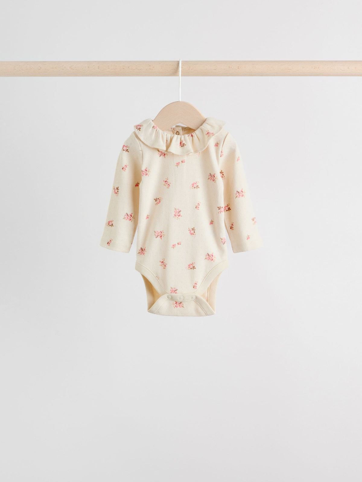 Dsiney Kidz - Pink/ Cream/ Brown Ditsy Baby Long Sleeve Frill Bodysuits 4 Pack (0mths-2yrs) image 4
