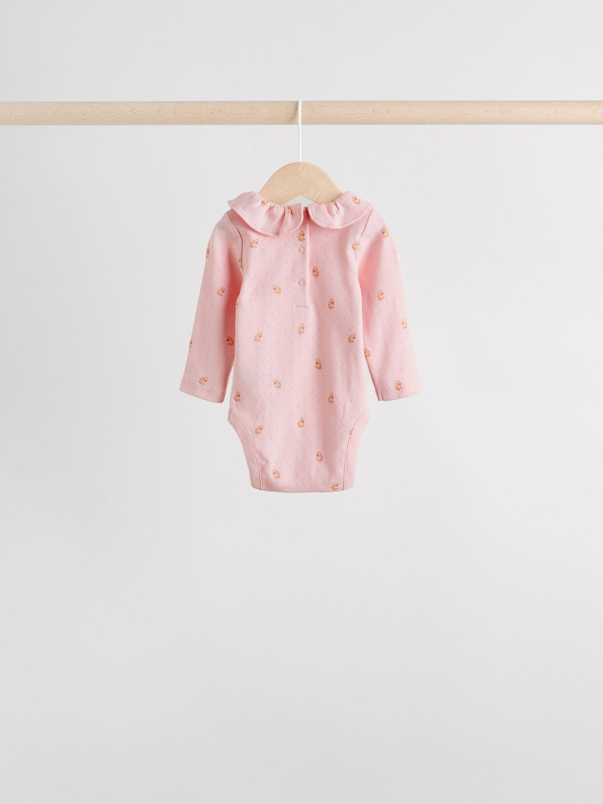 Dsiney Kidz - Pink/ Cream/ Brown Ditsy Baby Long Sleeve Frill Bodysuits 4 Pack (0mths-2yrs) image 7