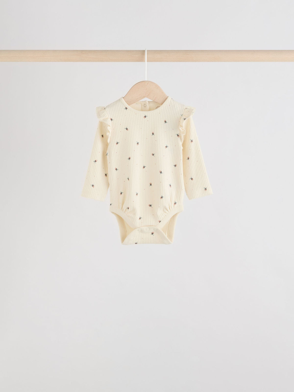 Dsiney Kidz - Blue/Cream/Coral Ditsy Baby Long Sleeve Frill Bodysuits 4 Pack (0mths-2yrs) image 3