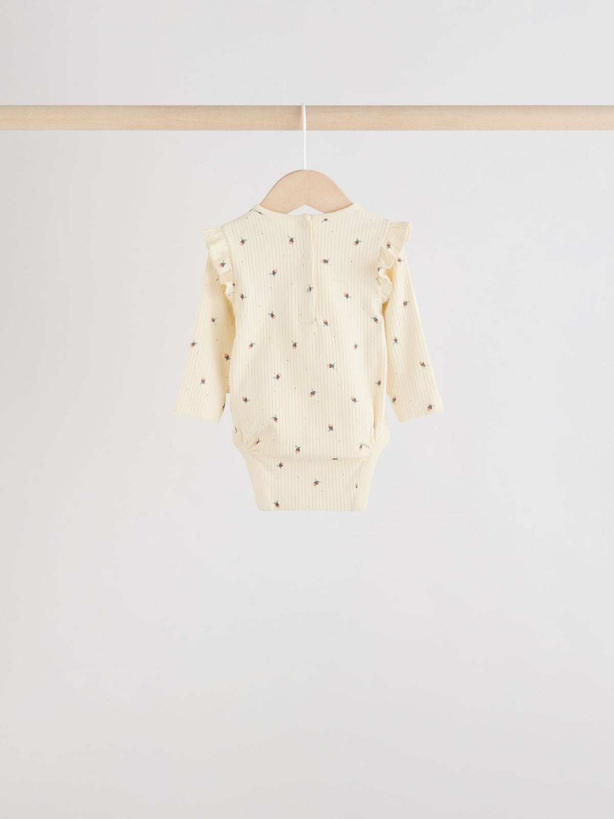 Dsiney Kidz - Blue/Cream/Coral Ditsy Baby Long Sleeve Frill Bodysuits 4 Pack (0mths-2yrs) image 4