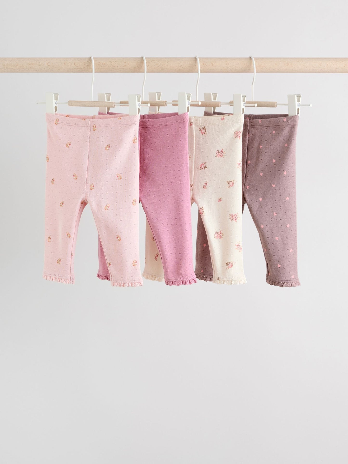 Pink/Brown/Heart Baby Leggings 4 Pack (0mths-2yrs) image 1