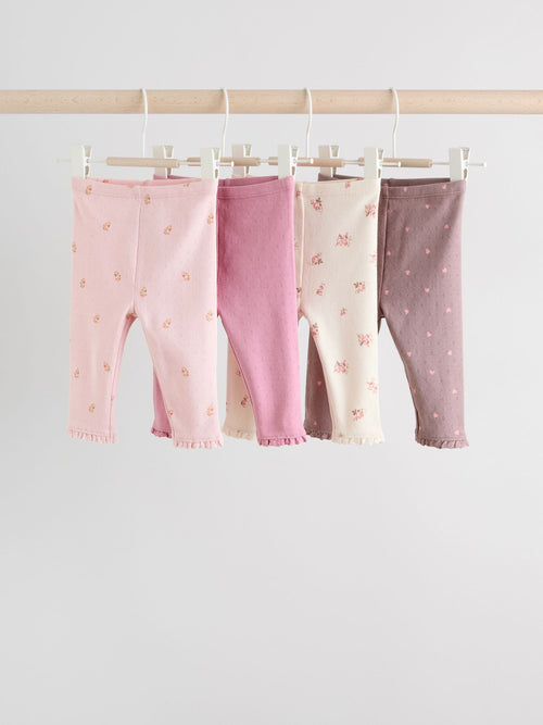 Pink/Brown/Heart Baby Leggings 4 Pack (0mths-2yrs) image 1