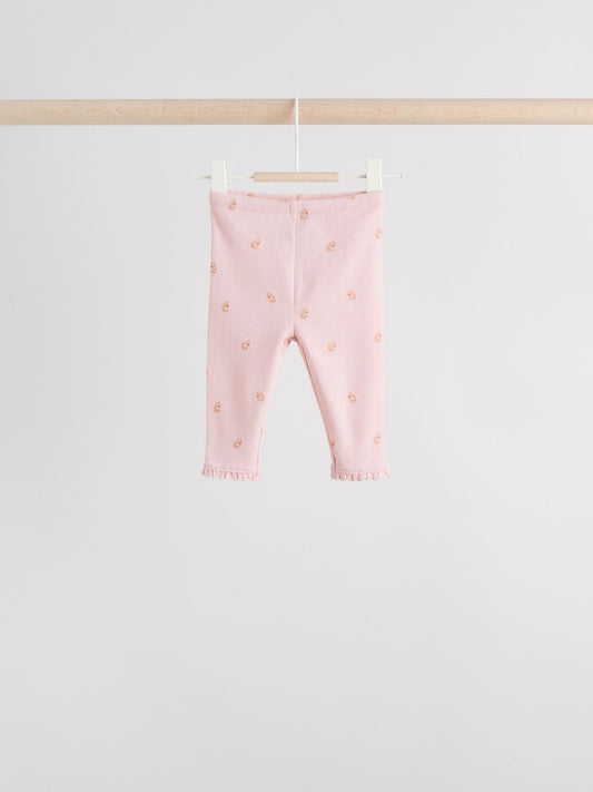 Pink/Brown/Heart Baby Leggings 4 Pack (0mths-2yrs) image 2