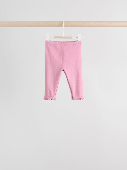 Pink/Brown/Heart Baby Leggings 4 Pack (0mths-2yrs) image 3