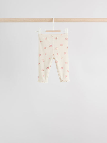 Pink/Brown/Heart Baby Leggings 4 Pack (0mths-2yrs) image 4