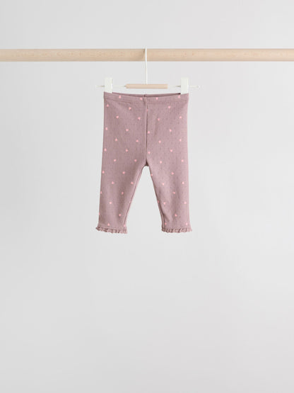 Pink/Brown/Heart Baby Leggings 4 Pack (0mths-2yrs) image 5