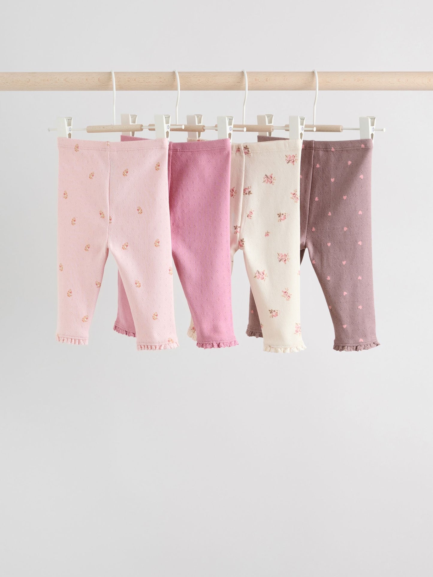 Pink/Brown/Heart Baby Leggings 4 Pack (0mths-2yrs) image 6