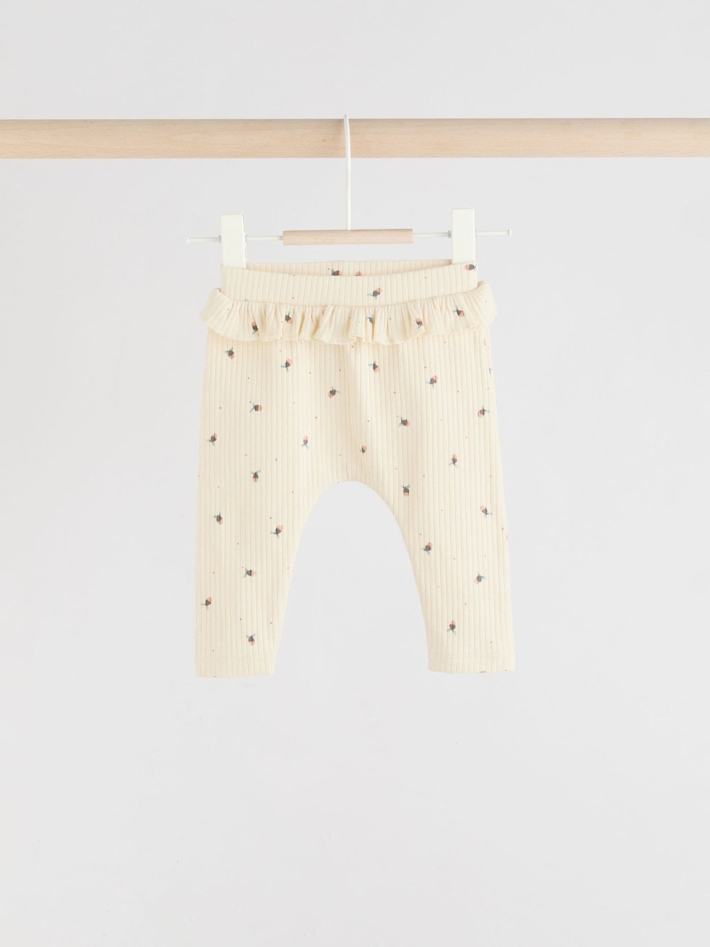 Sage Green/Coral/Ditsy Baby Leggings 4 Pack (0mths-2yrs) image 3