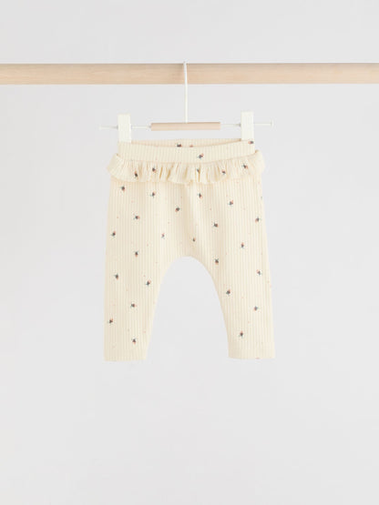 Sage Green/Coral/Ditsy Baby Leggings 4 Pack (0mths-2yrs) image 3