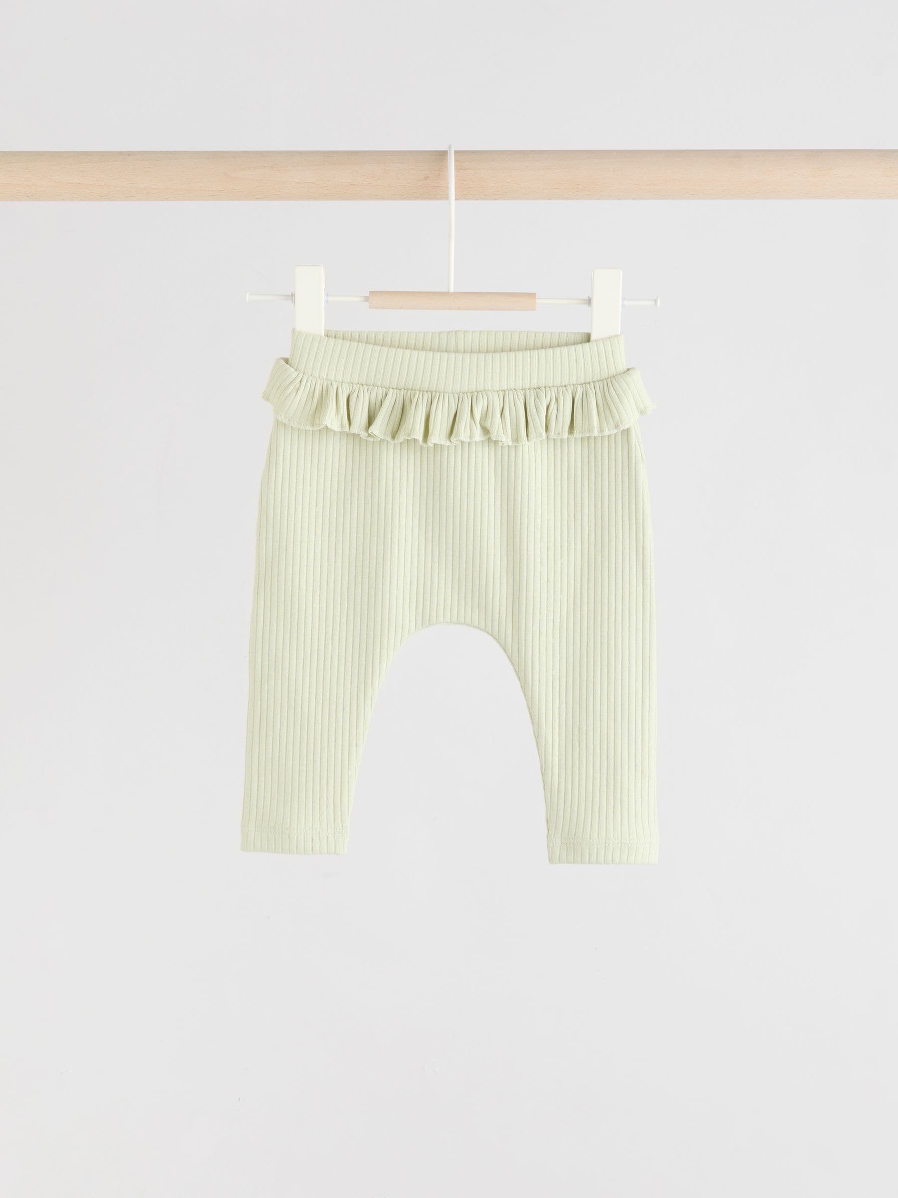 Sage Green/Coral/Ditsy Baby Leggings 4 Pack (0mths-2yrs) image 4