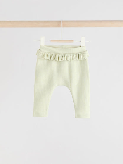 Sage Green/Coral/Ditsy Baby Leggings 4 Pack (0mths-2yrs) image 4