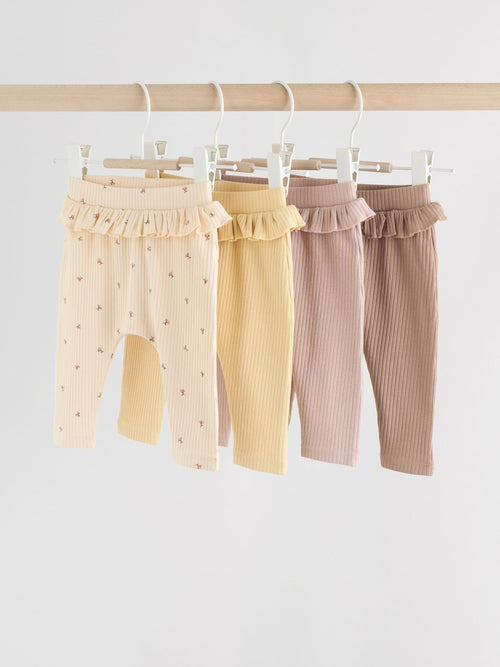 Purple/Yellow/Cream Ditsy Baby Leggings 4 Pack (0mths-2yrs) image 1