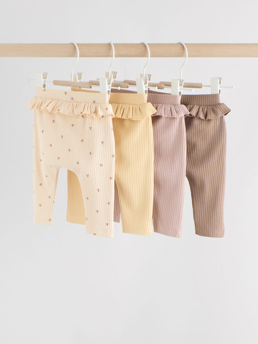 Purple/Yellow/Cream Ditsy Baby Leggings 4 Pack (0mths-2yrs) image 2