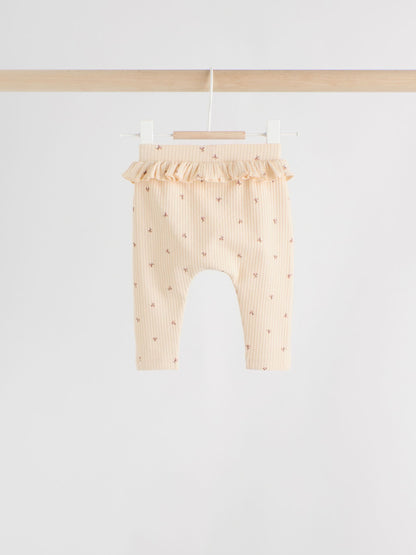 Purple/Yellow/Cream Ditsy Baby Leggings 4 Pack (0mths-2yrs) image 4