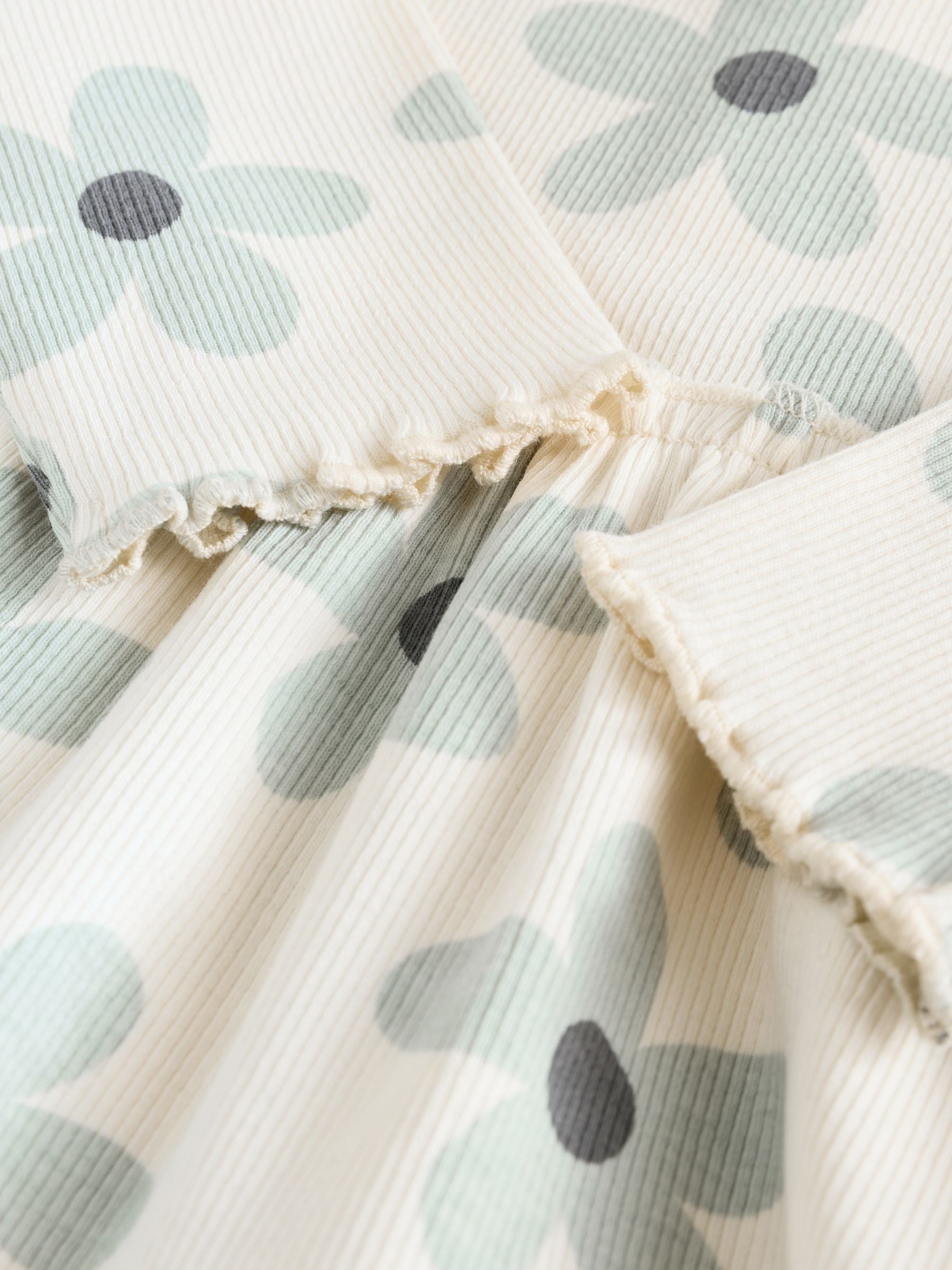 White/Blue Flower Baby Long Sleeve Frill Top And Leggings Set (0mths-2yrs) image 3