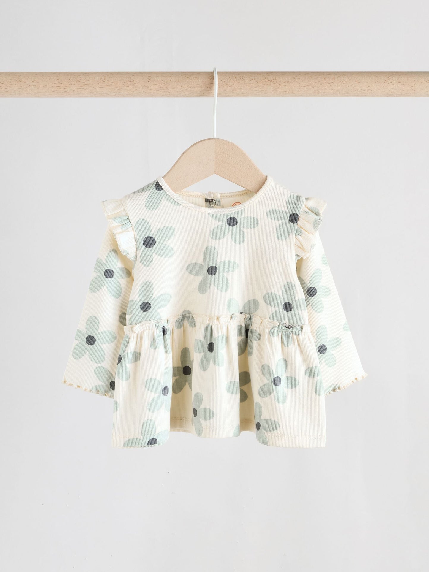 White/Blue Flower Baby Long Sleeve Frill Top And Leggings Set (0mths-2yrs) image 5