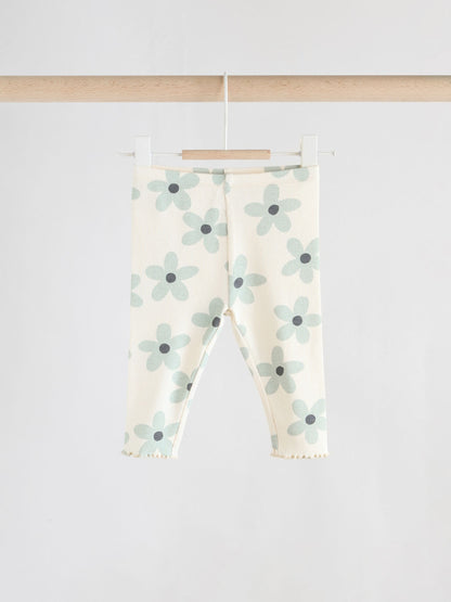 White/Blue Flower Baby Long Sleeve Frill Top And Leggings Set (0mths-2yrs) image 6