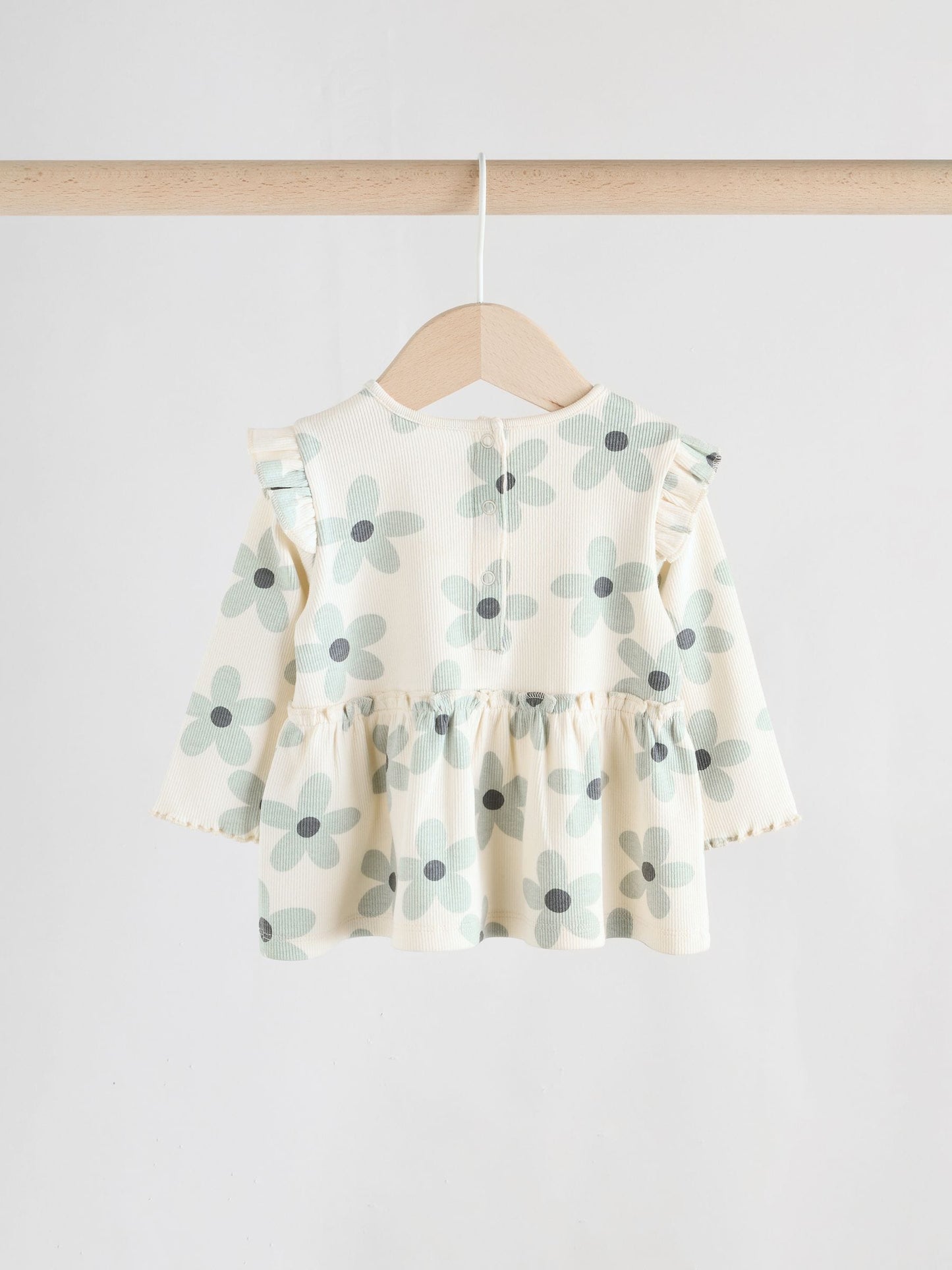 White/Blue Flower Baby Long Sleeve Frill Top And Leggings Set (0mths-2yrs) image 7