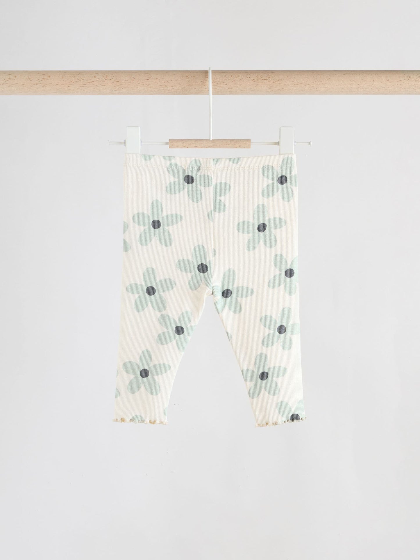 White/Blue Flower Baby Long Sleeve Frill Top And Leggings Set (0mths-2yrs) image 8