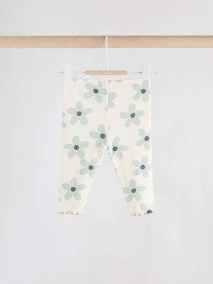 White/Blue Flower Baby Long Sleeve Frill Top And Leggings Set (0mths-2yrs) image 8