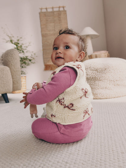 Burgundy Red Baby Long Sleeve Top and Leggings with Gilet Set 3 Piece (0mths-2yrs)