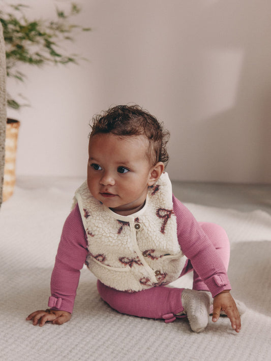 Burgundy Red Baby Long Sleeve Top and Leggings with Gilet Set 3 Piece (0mths-2yrs) image 1