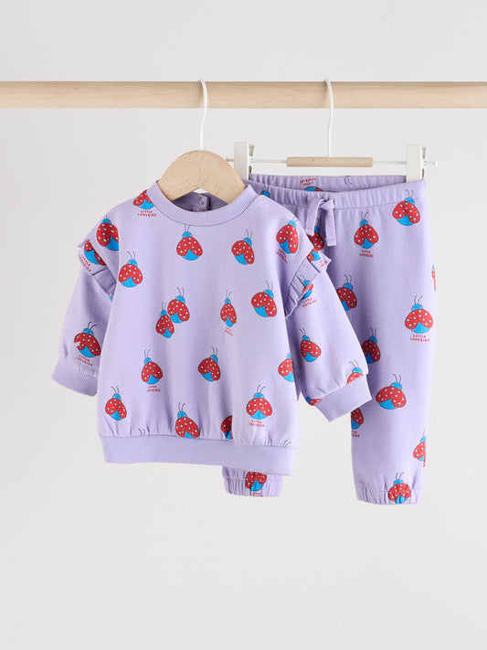 Purple Ladybug Baby Sweater and Joggers Set 2 Piece (0mths-2yrs) image 1