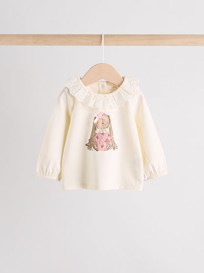 White/Pink/Bunny/Floral Baby Long Sleeve Top and Leggings Set (0mths-2yrs) image 3