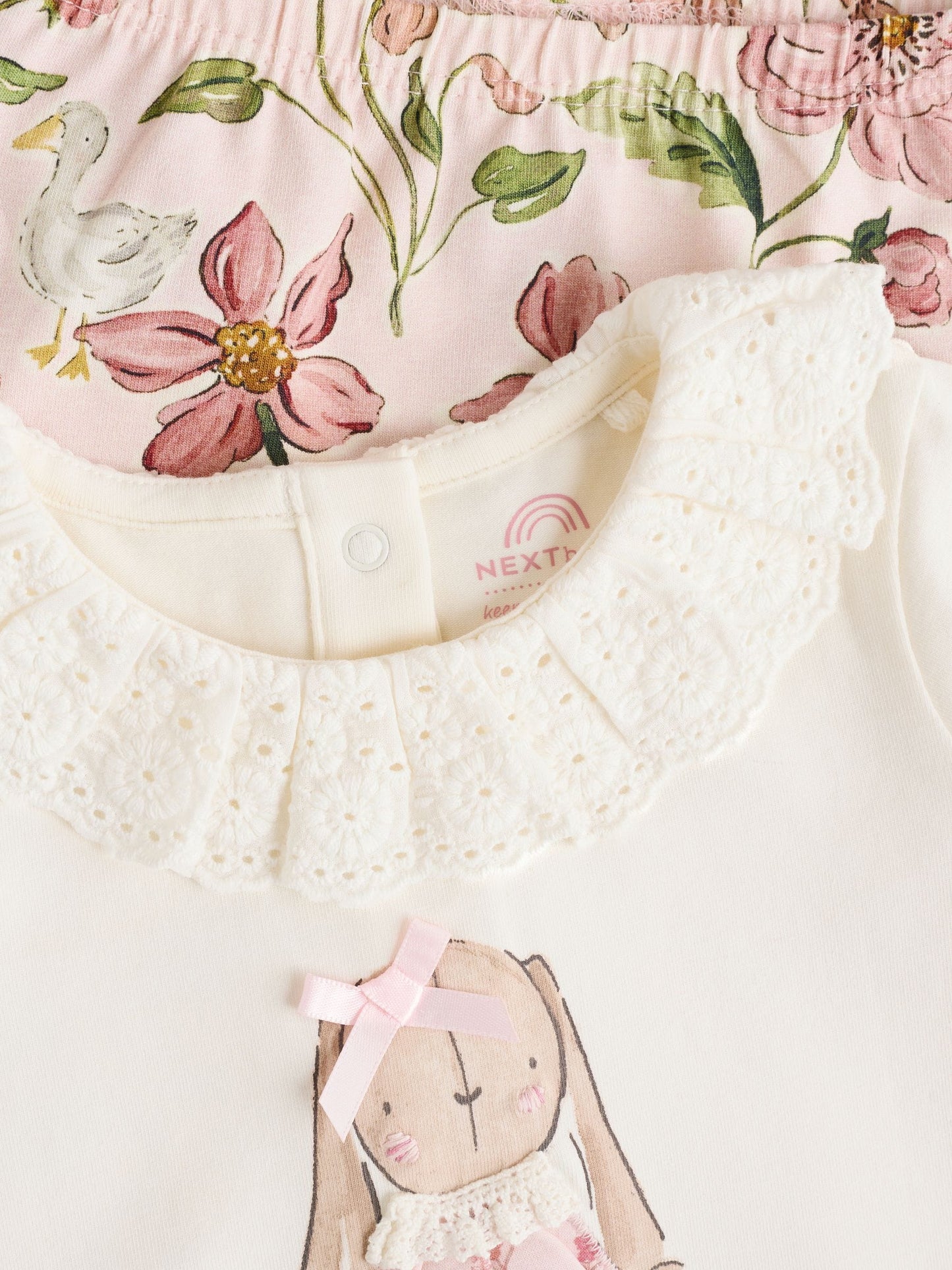 White/Pink/Bunny/Floral Baby Long Sleeve Top and Leggings Set (0mths-2yrs) image 8