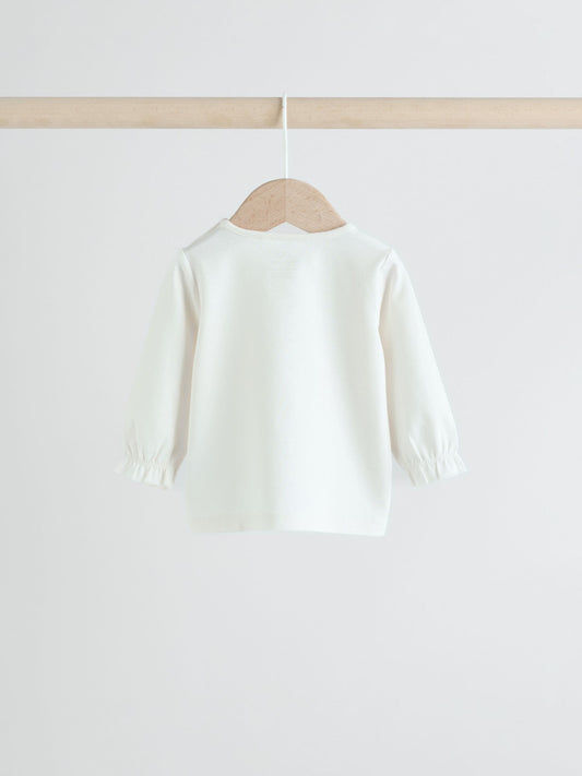 White/Brown Baby Long Sleeve Top and Trousers Set 2 Piece (0mths-2yrs) image 3