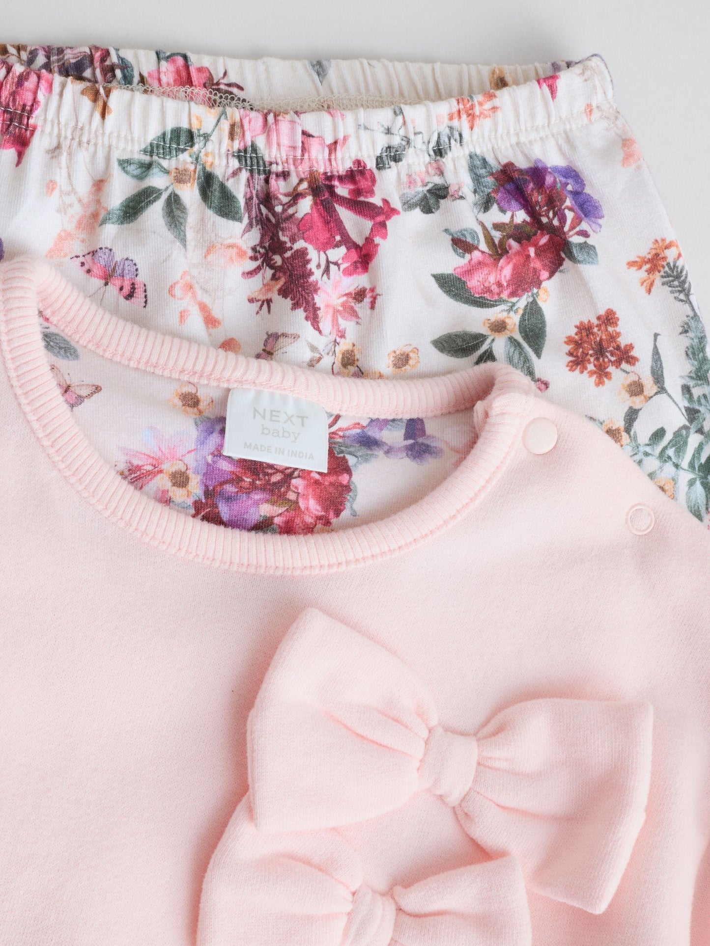 Pink/Cream Floral Baby Bow Sweaters and Leggings Set 2 Piece (0mths-2yrs) image 4