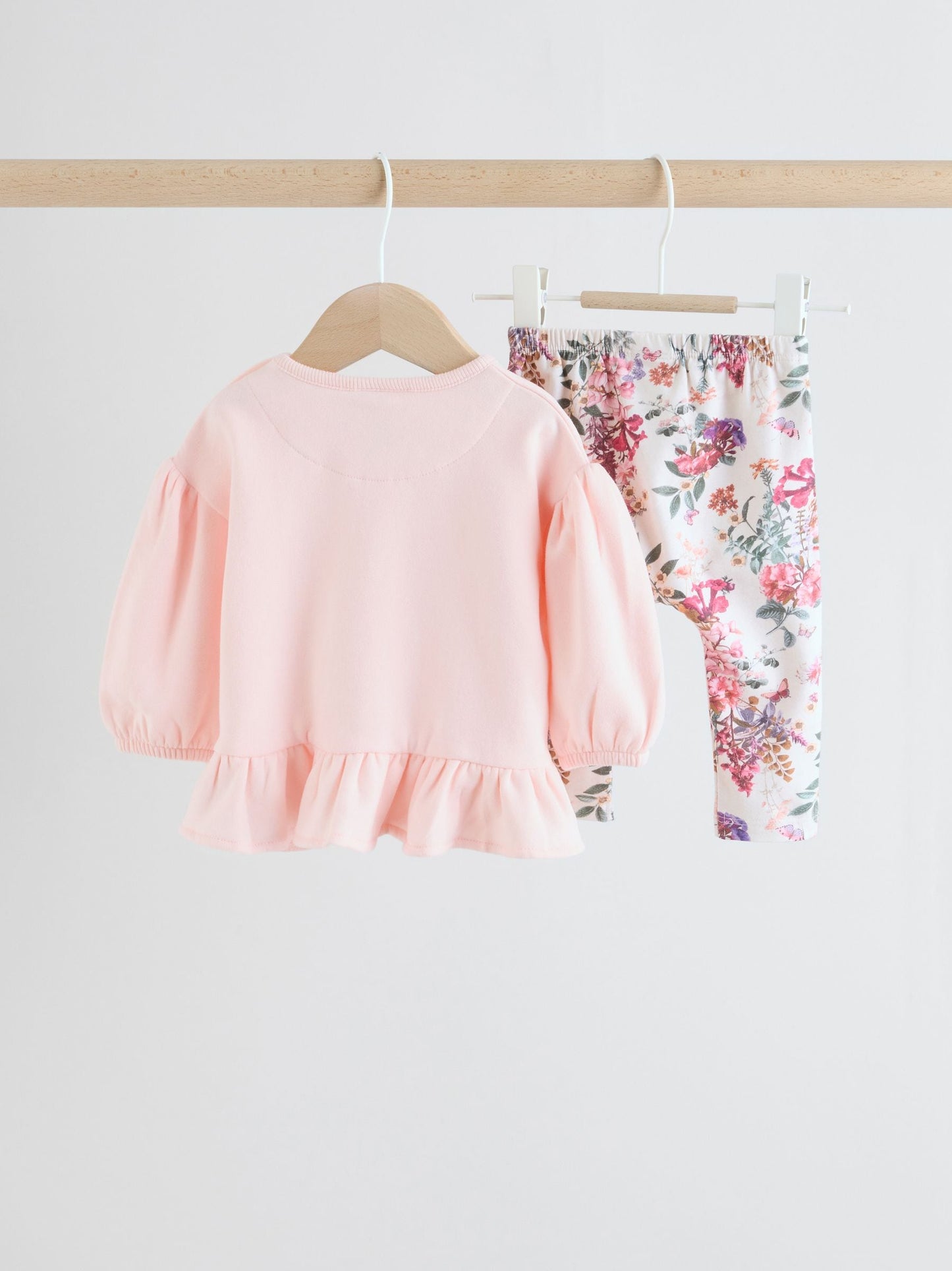 Pink/Cream Floral Baby Bow Sweaters and Leggings Set 2 Piece (0mths-2yrs) image 5