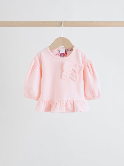 Pink/Cream Floral Baby Bow Sweaters and Leggings Set 2 Piece (0mths-2yrs) image 6