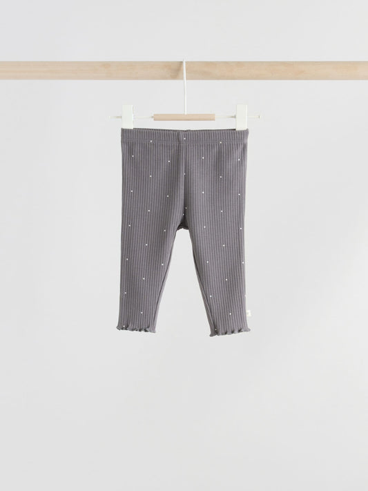 Grey Floral Baby Long Sleeve Top and Leggings with Gilet Set 3 Piece (0mths-2yrs) image 3