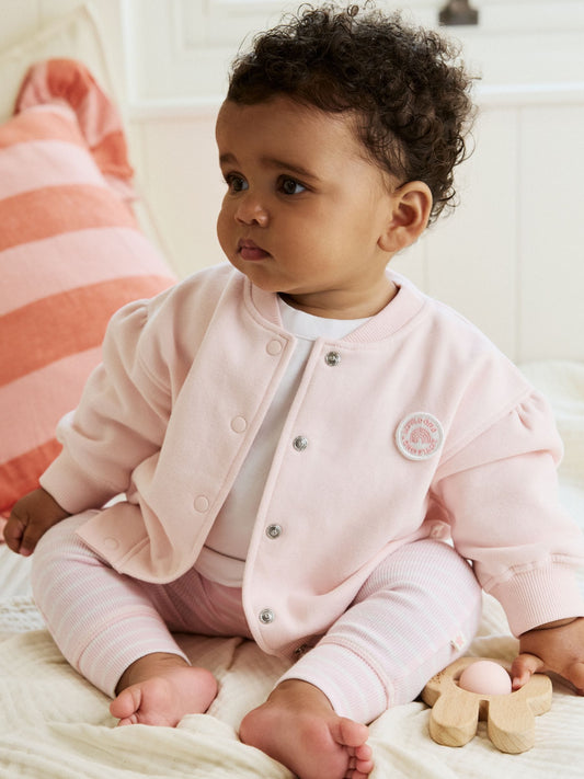 Pink/White Baby Jacket, Top and Leggings Set 3 Piece (0mths-2yrs) image 1
