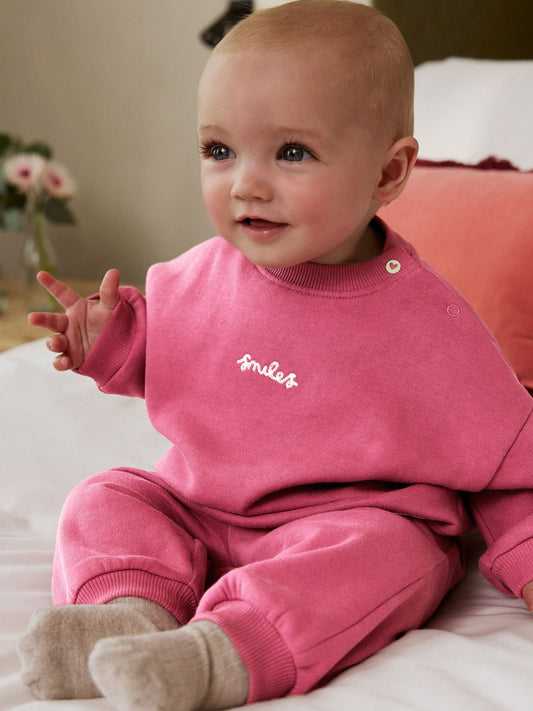 Berry Pink Baby Sweater and Joggers 2 Piece Set (0mths-2yrs) image 1