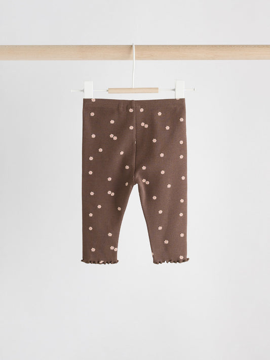 Chocolate Brown Ditsy Baby Top and Leggings 2 Piece Set (0mths-2yrs) image 3