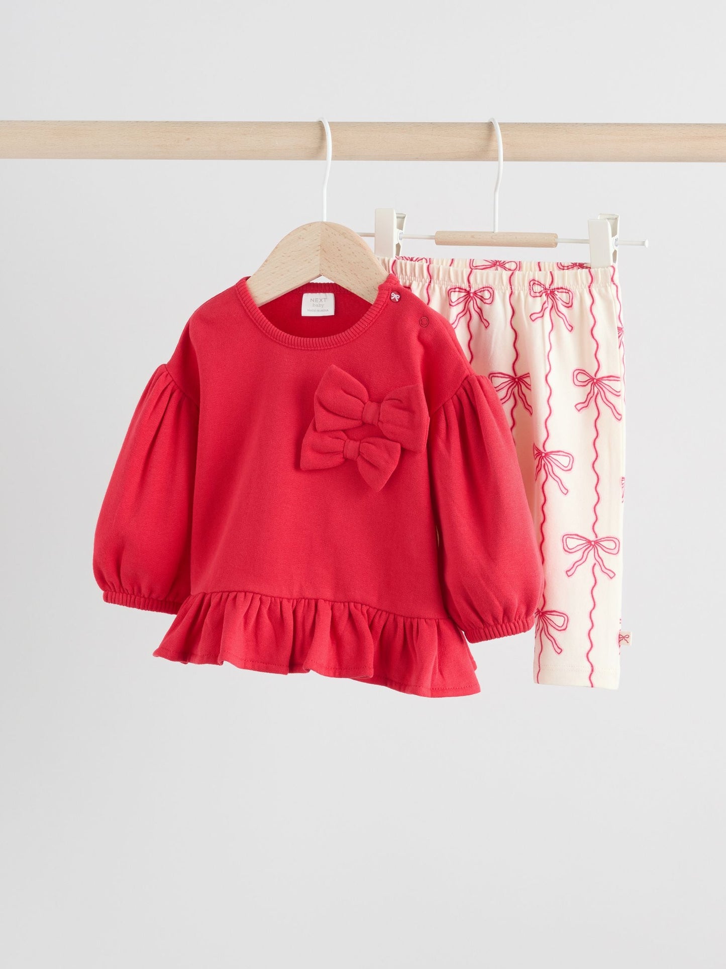 Red/Cream Baby Bow Sweaters and Leggings Set 2 Piece (0mths-2yrs)