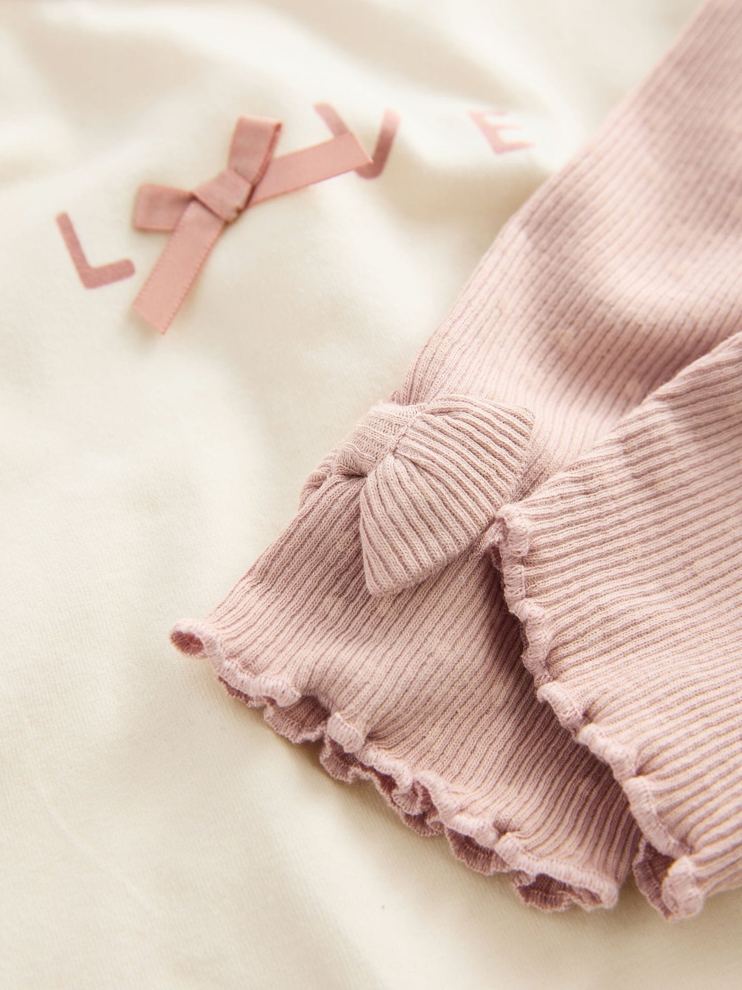 Pink/Cream Baby Fur Gilet, Top and Leggings 3 Piece Set (0mths-2yrs) image 3