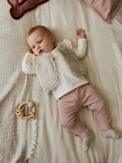 Pink/Cream Baby Fur Gilet, Top and Leggings 3 Piece Set (0mths-2yrs) image 6
