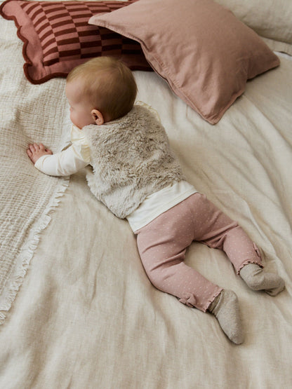 Pink/Cream Baby Fur Gilet, Top and Leggings 3 Piece Set (0mths-2yrs) image 7