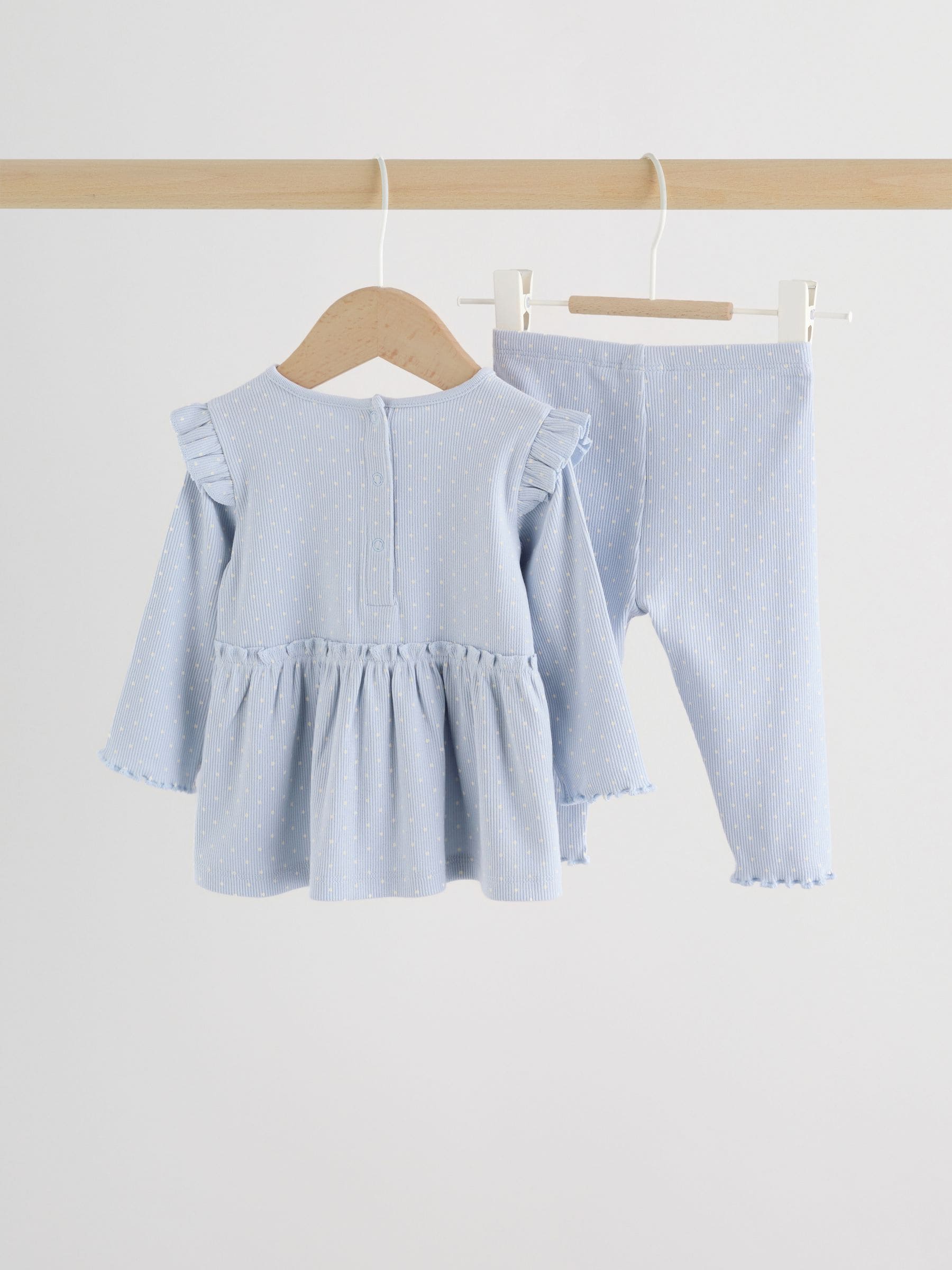 Blue Spot Baby Long Sleeve Frill Top And Leggings Set (0mths-2yrs) image 2