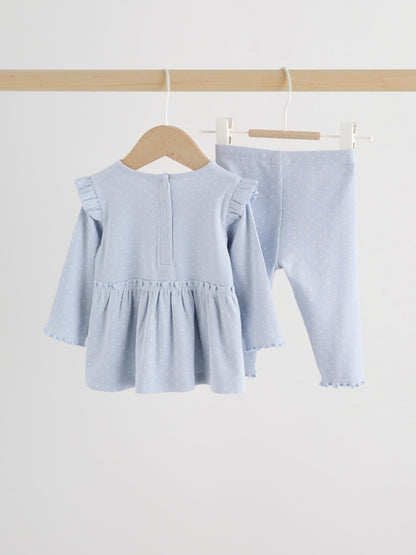 Blue Spot Baby Long Sleeve Frill Top And Leggings Set (0mths-2yrs) image 2