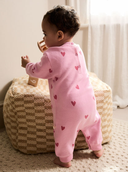 Pink Heart Printed Jersey Baby Romper (0mths-3yrs) image 2