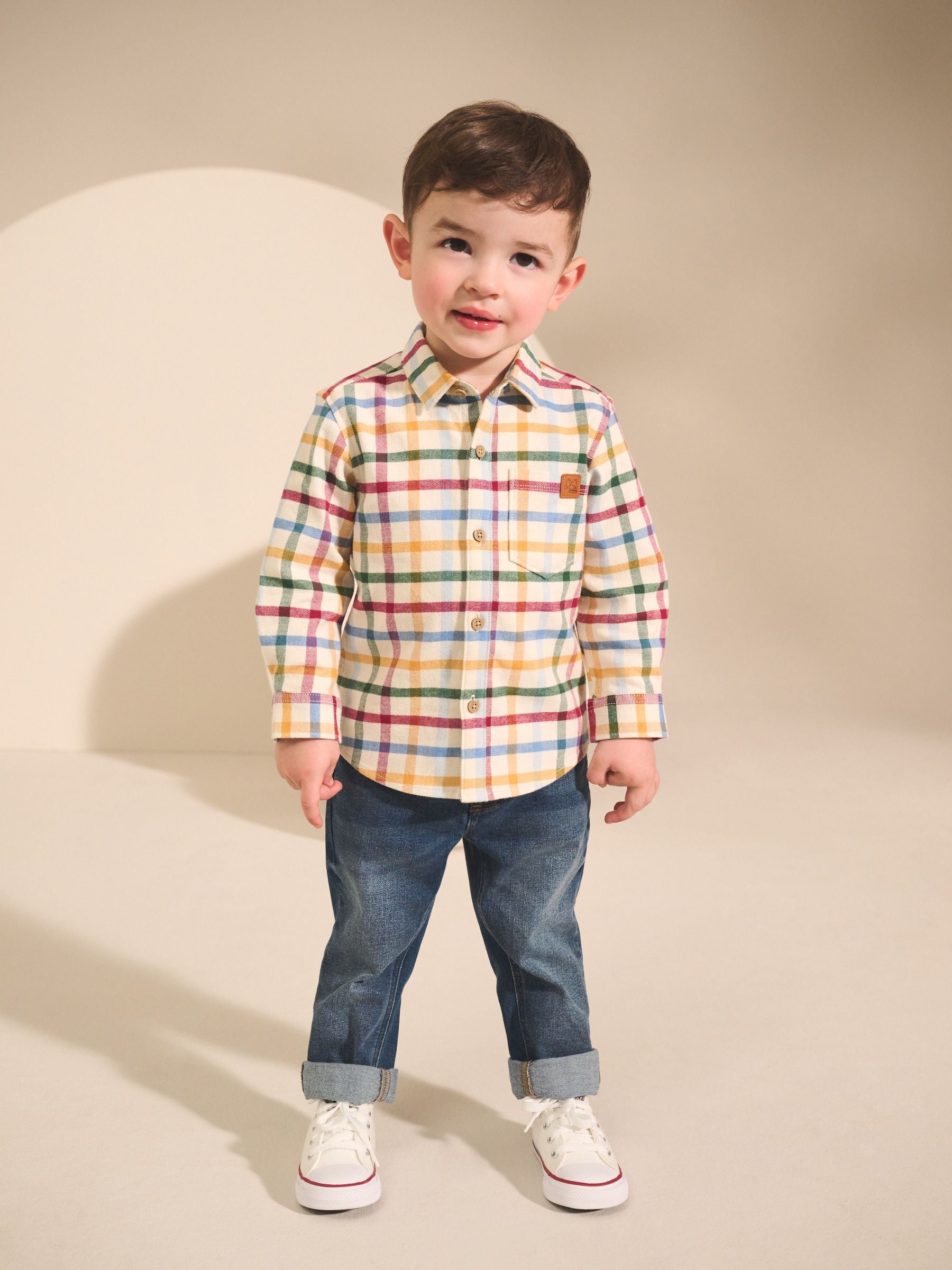 Dsiney Kidz - Ecru Bright Gingham Check Long Sleeve Character Shirt (3mths-7yrs) image 2