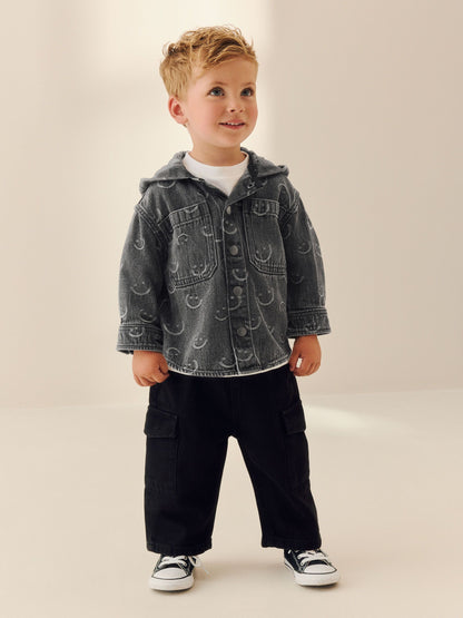 Dsiney Kidz - Grey Face Denim Hooded Overshirt (3mths-7yrs) image 2