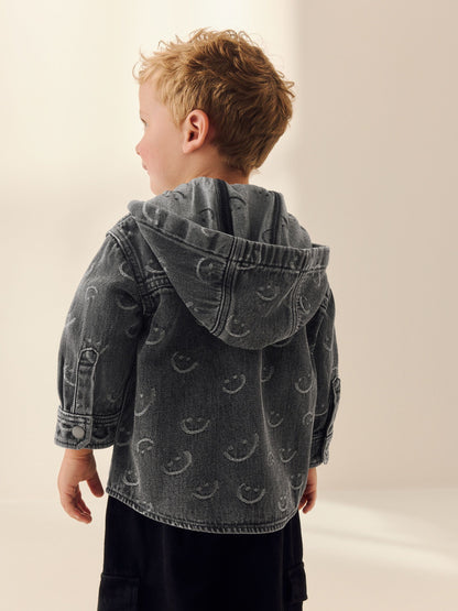 Dsiney Kidz - Grey Face Denim Hooded Overshirt (3mths-7yrs) image 4