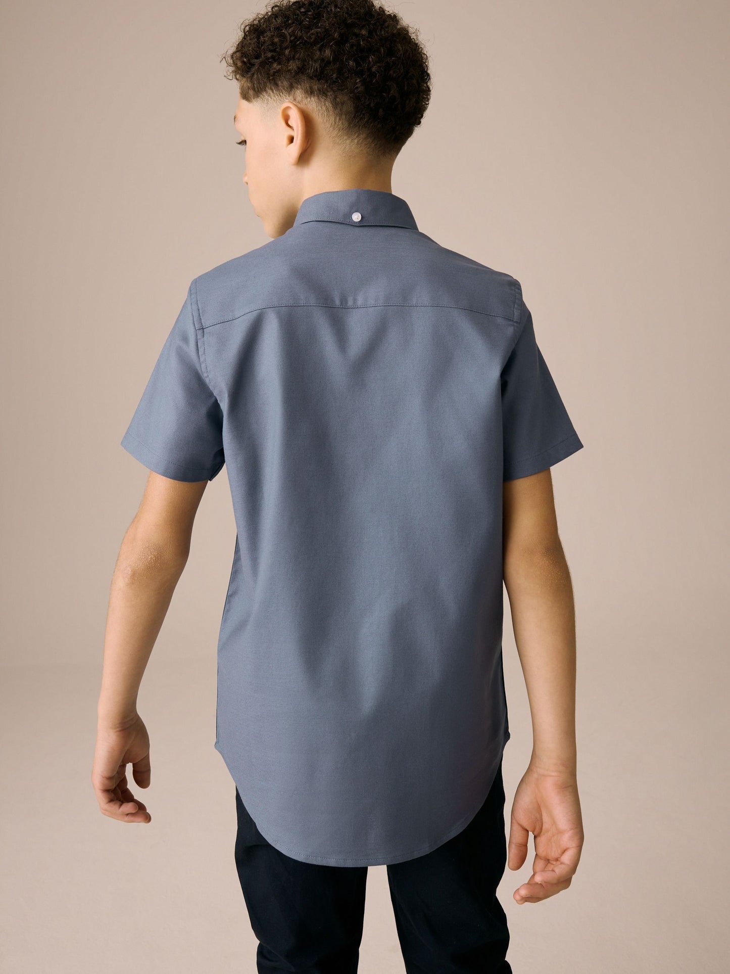 Dsiney Kidz - Airforce Blue Logo Short Sleeve Cotton Rich Oxford Shirt (3-16yrs) image 3